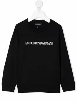 Emporio Armani толстовка с круглым вырезом и логотипом, черный
