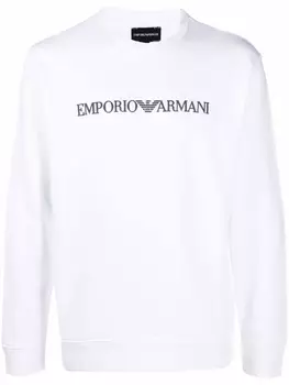 Emporio Armani толстовка с круглым вырезом и логотипом, белый