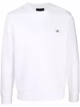 Emporio Armani толстовка с круглым вырезом и нашивкой-логотипом, белый
