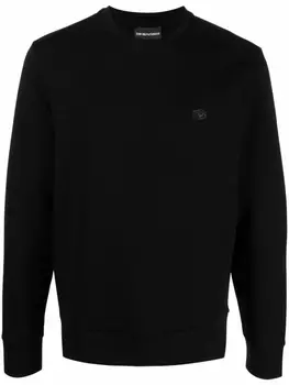 Emporio Armani толстовка с круглым вырезом и нашивкой-логотипом, черный