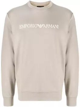 Emporio Armani толстовка с логотипом, коричневый