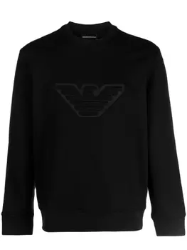 Emporio Armani толстовка с тисненым логотипом, черный