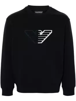 Emporio Armani толстовка с тисненым логотипом, синий