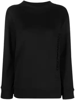 Emporio Armani толстовка с воротником-стойкой и тисненым логотипом, черный