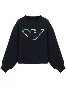 Emporio Armani толстовка с вышитым логотипом, черный