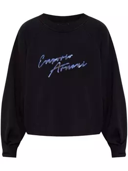 Emporio Armani толстовка с вышитым логотипом, черный