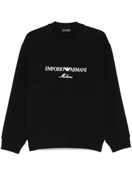 Emporio Armani толстовка с вышитым логотипом, черный