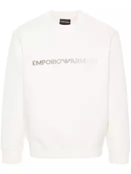 Emporio Armani толстовка с вышитым логотипом, нейтральный цвет