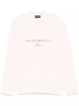 Emporio Armani толстовка с вышитым логотипом, нейтральный цвет