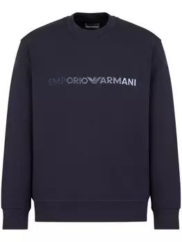 Emporio Armani толстовка с вышитым логотипом, синий