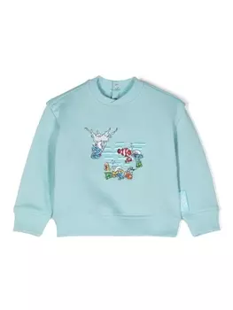 Emporio Armani толстовка с вышивкой из коллаборации с The Smurfs, синий