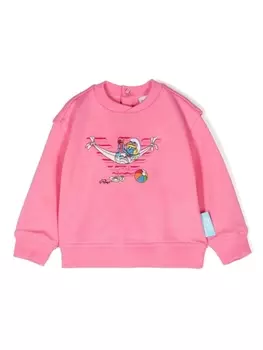 Emporio Armani толстовка с вышивкой из коллаборации с The Smurfs, розовый