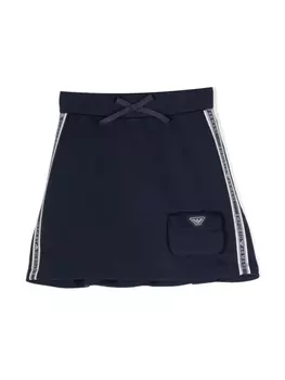 Emporio Armani юбка из джерси с вышитым логотипом, синий