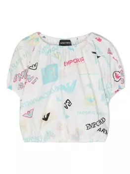 Emporio Armani укороченная футболка с логотипом, белый