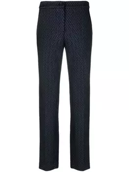 Emporio Armani укороченные брюки с узором зигзаг, синий