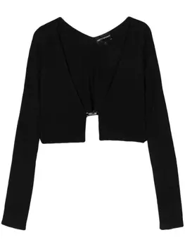 Emporio Armani укороченный кардиган в рубчик, черный