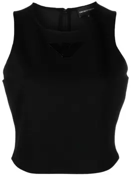 Emporio Armani укороченный топ с логотипом, черный