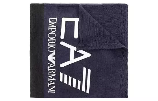 EMPORIO ARMANI Вязаный мужской шарф синего цвета