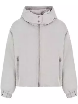 Emporio Armani вельветовый пуховик с капюшоном, серый