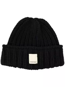 Emporio Armani вязаная шапка с логотипом, черный