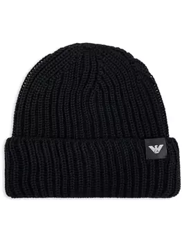 Emporio Armani вязаная шапка с логотипом, черный