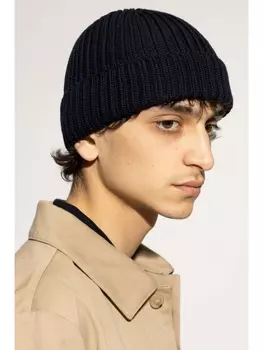 Emporio Armani вязаная шапка с логотипом, синий