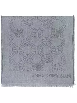 Emporio Armani вязаный шарф с логотипом, серый