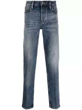Emporio Armani зауженные джинсы с нашивкой-логотипом, синий