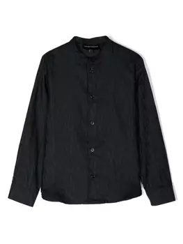 Emporio Armani жаккардовая рубашка с монограммой, синий