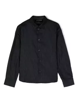 Emporio Armani жаккардовая рубашка с монограммой, синий