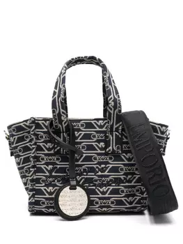 Emporio Armani жаккардовая сумка-тоут с монограммой, синий
