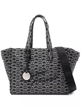 Emporio Armani жаккардовая сумка-тоут с монограммой, синий