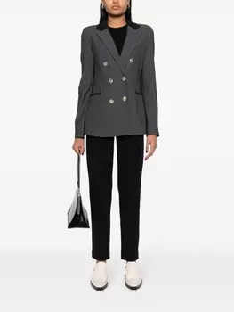 Emporio Armani жаккардовый двубортный блейзер, черный