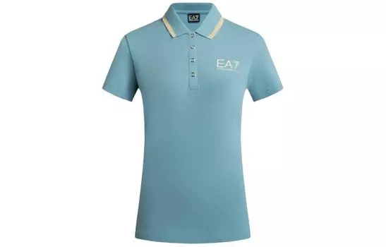 EMPORIO ARMANI Женская рубашка-поло EA7 SS24, синяя