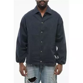 EMPORIO Хлопковая рубашка-рубашка из твила с кнопками Armani, Blue