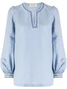 Emporio Sirenuse блузка Vera с вышивкой, синий