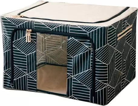 EN FANCE EF-SR13A Складной ящик для хранения Nordic Pattern со штабелирующим окном, 13,2 галлона (66 л), ткань, Танграм