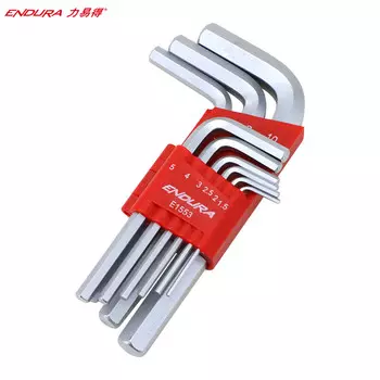 ENDURA Набор из 9 предметов, метрическая, хромованадиевая сталь, стандартная длинная плоская головка, внутренний шестигранник L-образной формы, набор шестигранных отверток E1553