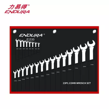 ENDURA полностью полированная, нержавеющая и устойчивая к коррозии набор ключей двойного назначения с храповым механизмом из хромованадиевой стали, 23 предмета E1530