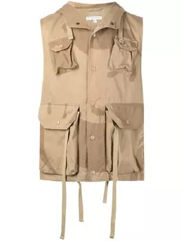 Engineered Garments жилет Field с анималистичным принтом, коричневый