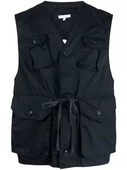 Engineered Garments жилет с V-образным вырезом и открытой спиной, синий