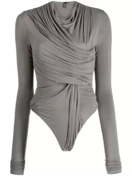 ENTIRE STUDIOS драпированное боди с длинными рукавами, зеленый