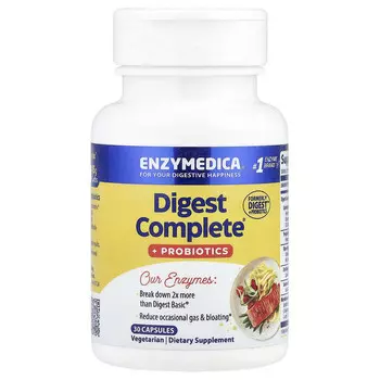 Enzymedica, Digest Complete + пробиотики, 30 капсул