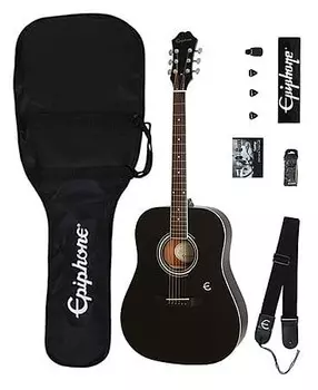 Epiphone FT100 Acoustic Player Pack Ebony с сумкой и аксессуарами PPAGEAFT EBCH