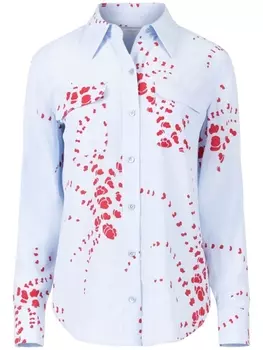 Equipment шелковая рубашка с принтом, синий