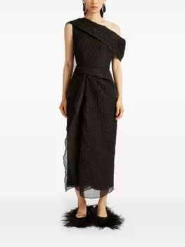 ERDEM Асимметричное драпированное платье миди, черный