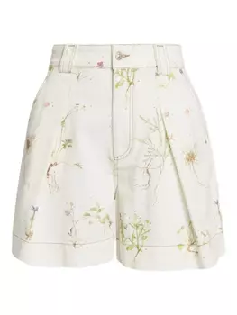 ERDEM джинсовые шорты с цветочным принтом, белый