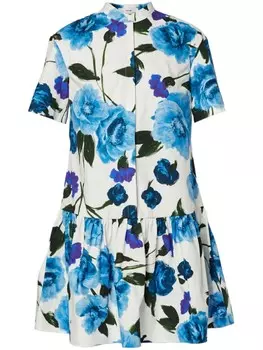 Erdem мини-платье из хлопка с цветочным принтом ERDEM, белый