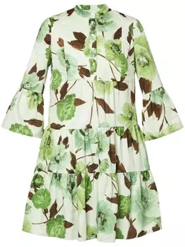 Erdem мини-платье из хлопка с цветочным принтом ERDEM, зеленый