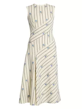 ERDEM платье асимметричного кроя с цветочным принтом, белый